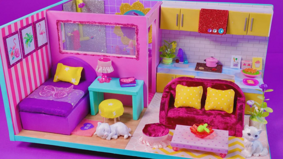 ساخت خانه مینیاتوری صورتی با ح...