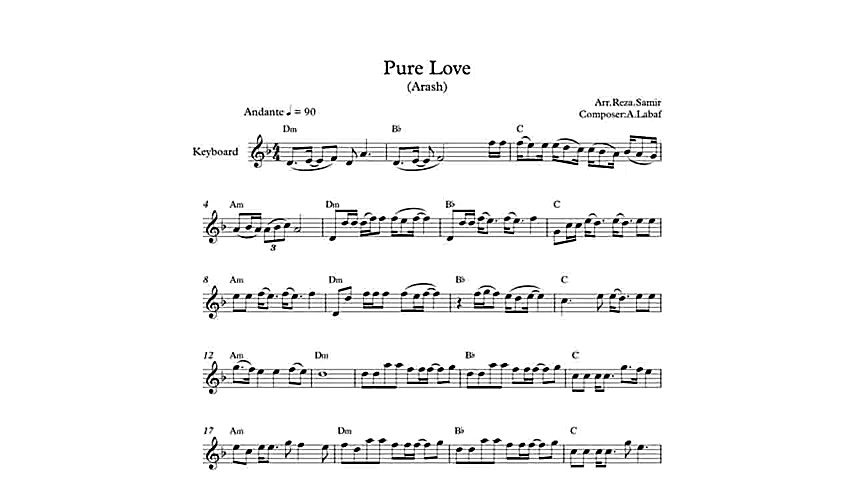 نت کیبورد آهنگ Pure Love از آر...