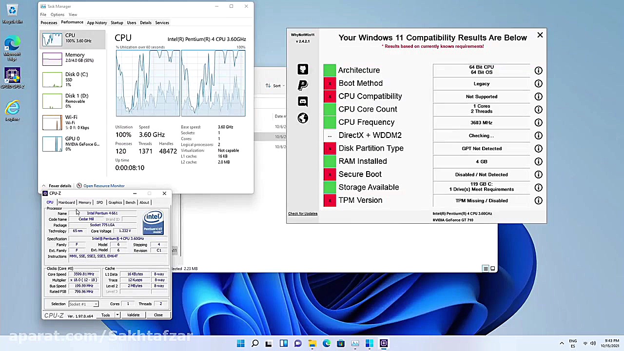 اجرای ویندوز 11 با پردازنده In...