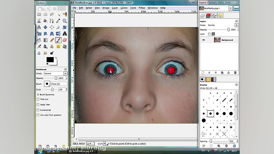 آموزش گیمپ ۷۸  فیلتر قرمزی چشم...