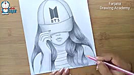 نقاشی دختر کلاه دار