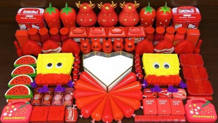 مخلوط کردن اسلایم قرمز و باب ا...