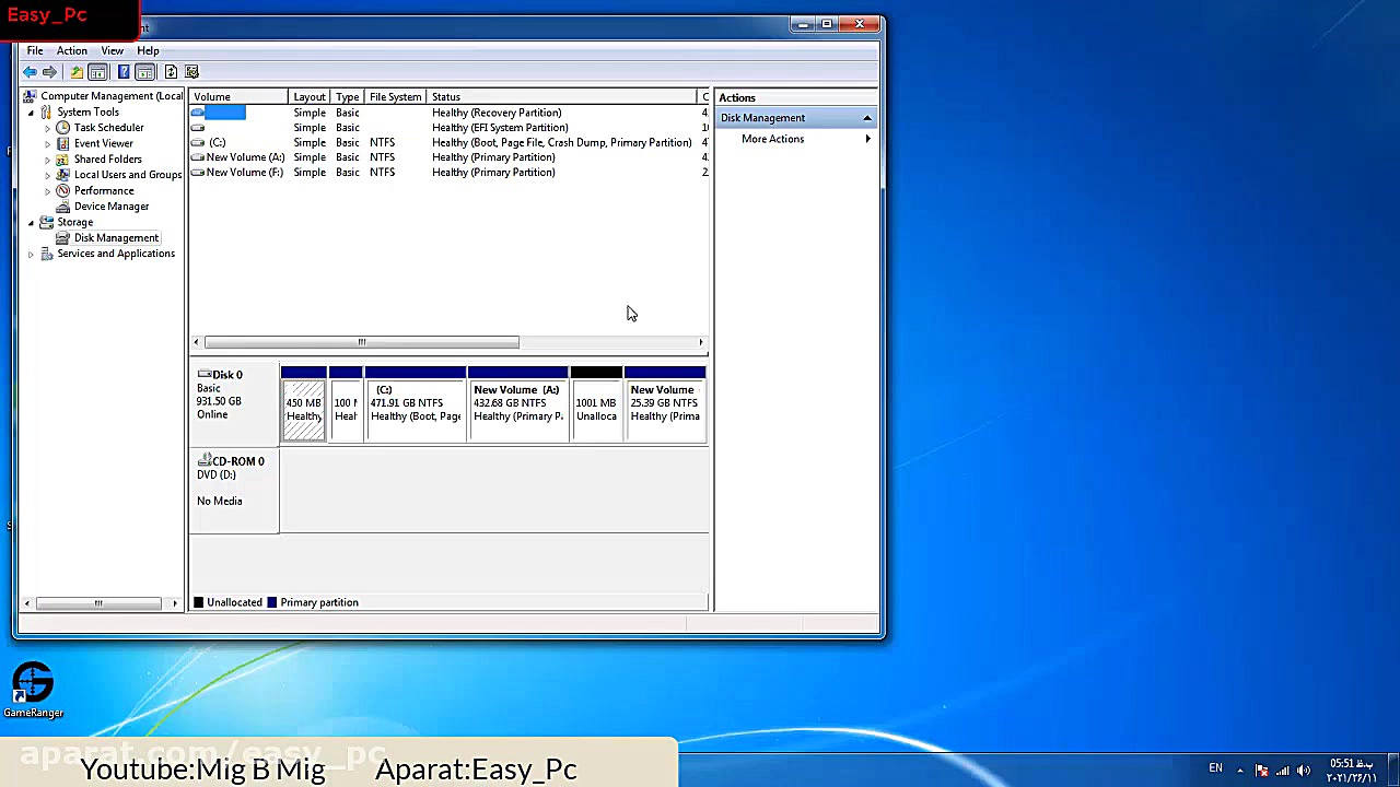 اموزش ساخت درایو در ویندوز 7