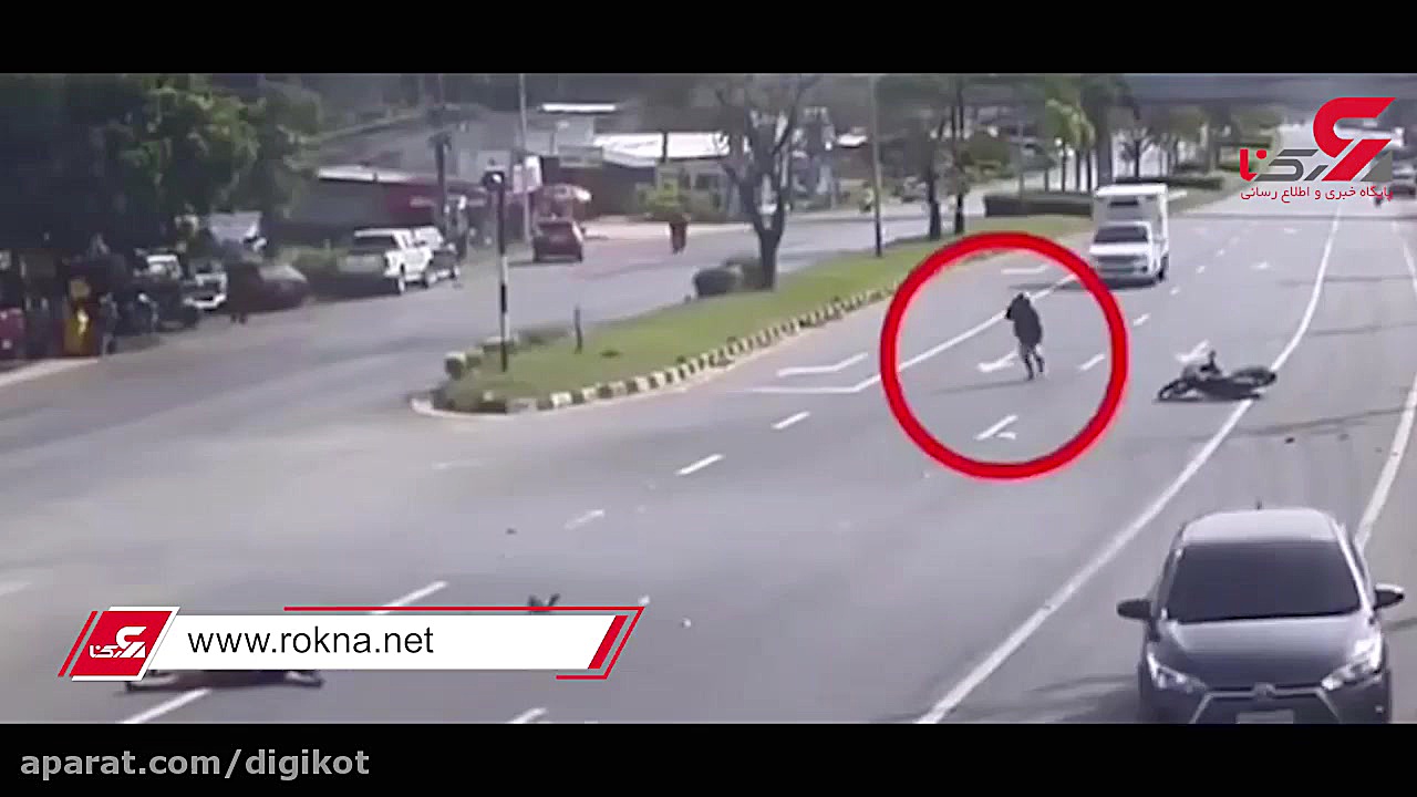 دوبار تصادف همزمان موتور سوار...