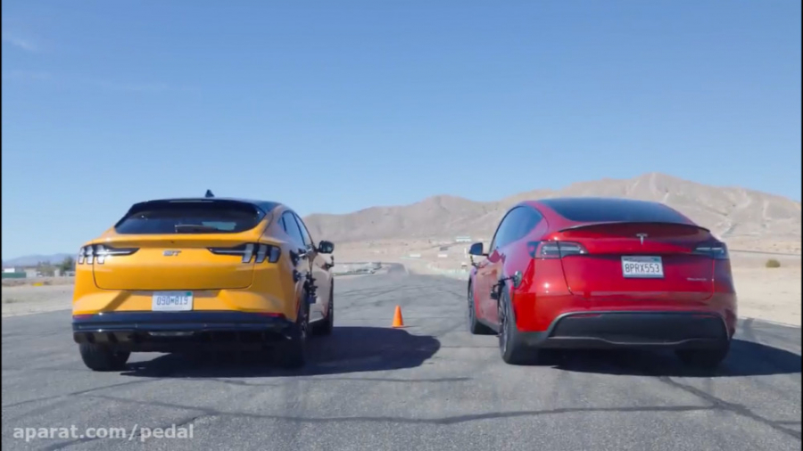 درگ موستانگ مک ای با تسلا مدل...