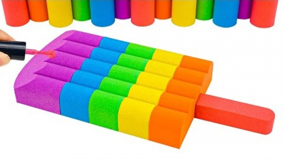 برش بستنی رنگین کمانی با شن و...