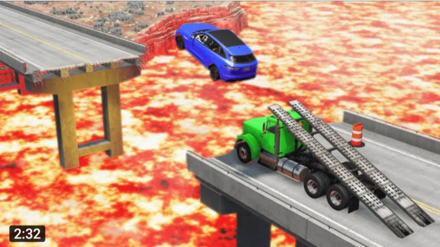 چالش پرتاب ماشین با دره مذاب م...