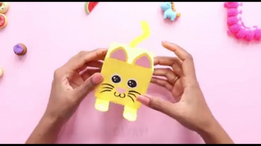 کاردستی قشنگ جعبه کادو گربه ای