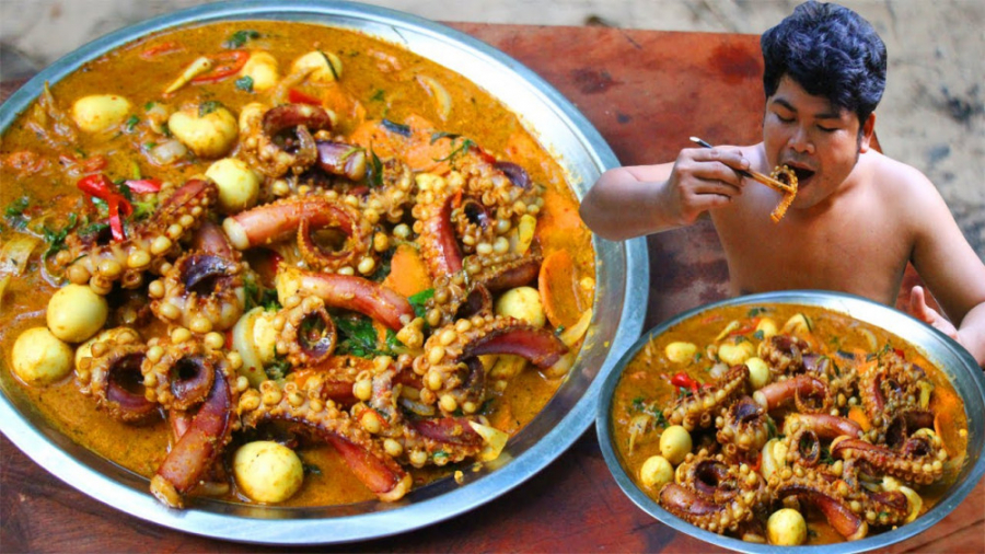 درست کردن سوپ اختاپوس در جنگل...