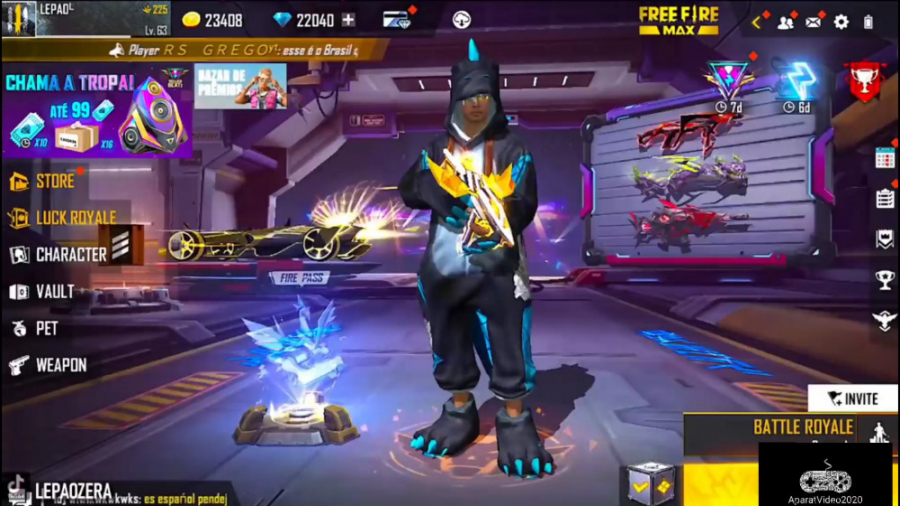 فری فایر خرج کردن ۲۲۰۰۰۰جم وال...