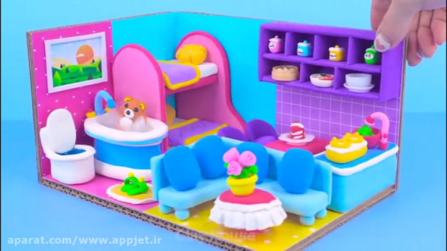 کاردستی  خانه گلی مدرن با اتاق...