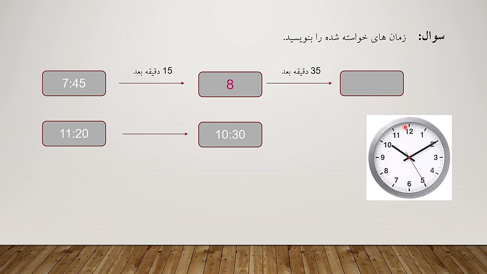 فصل ۴ ریاضی چهارم ، زمان