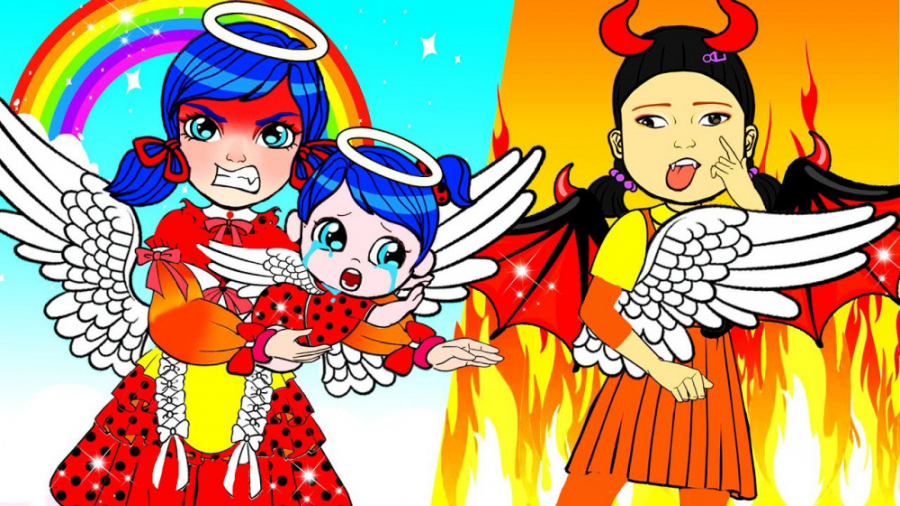 ایده کارتونی بازی مرکب دختر کف...