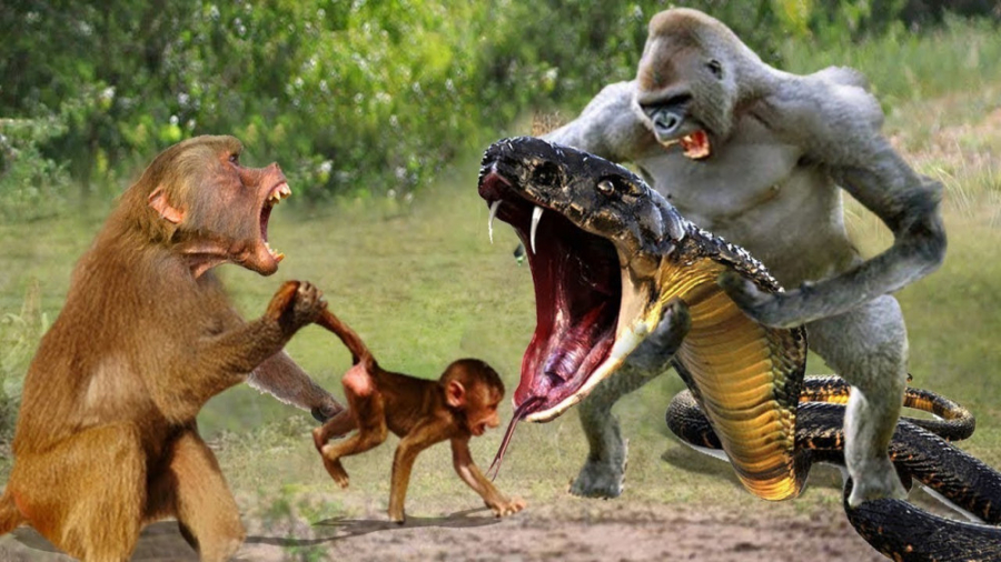 جنگ حیوانات وحشی  مار در مقابل...