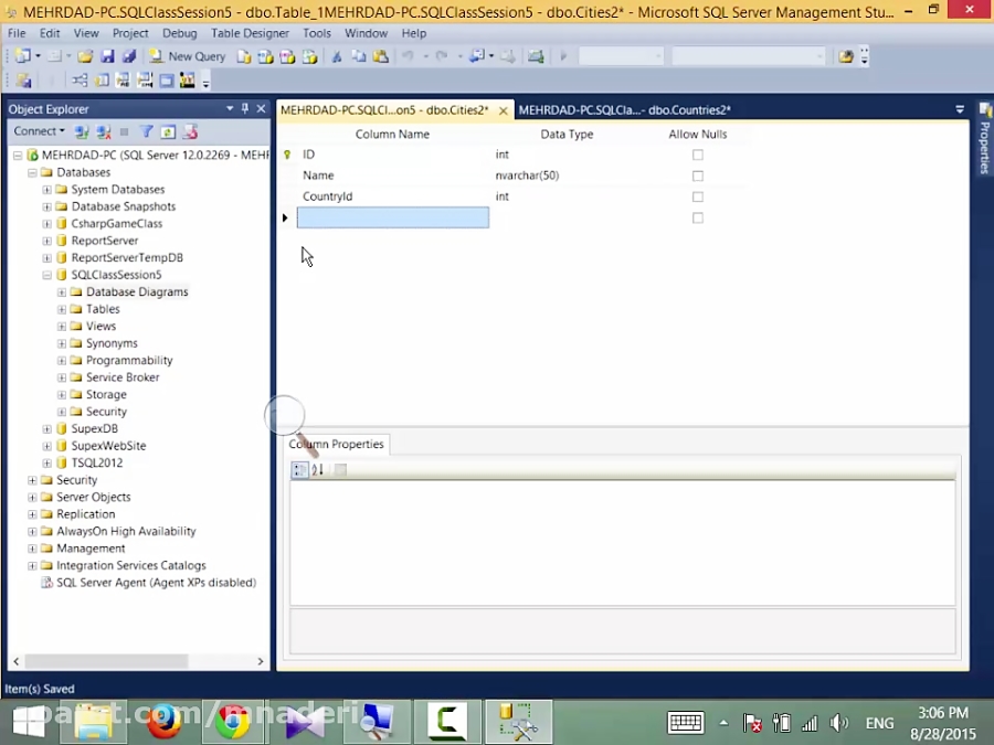 قسمت دوم از جلسه پنجم دوره SQL Server 2014
