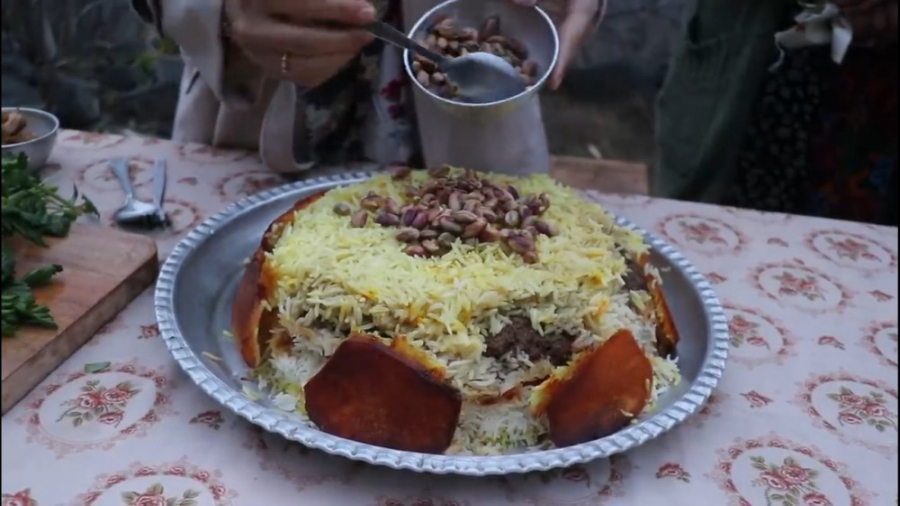 کباب پسته پلو با طعم زعفران  د...