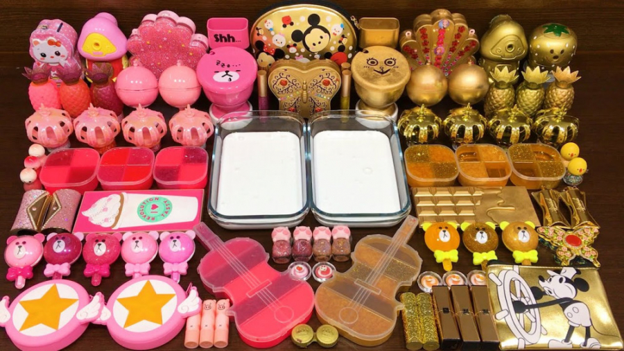 ترکیب اسلایم های صورتی و طلایی...