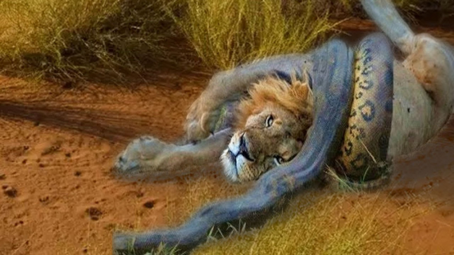 حمله مار پیتون به شیر  جنگ ون...