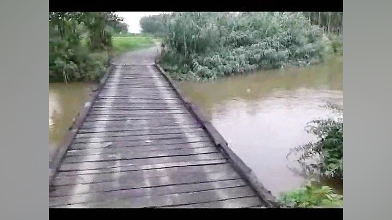 عبور وانت یک تنی از پل چوبی در...