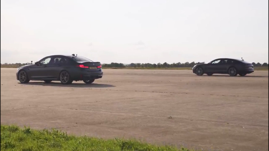 درگ ب ام و M5 CS با پورشه پانا...