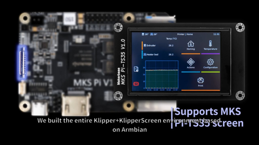 معرفی برد کنترلر Makerbase MKS PI همراه با نمایشگر رنگی و لمسی MKS PI-TS35