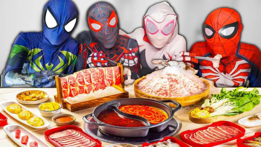 چالش غذایی مرد عنکبوتی و دوستا...