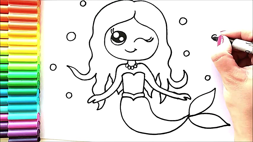 نقاشی پری دریایی زیبا  رنگ آمی...