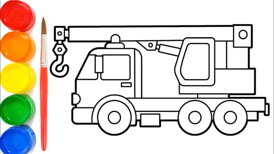 آموزش نقاشی _ طراحی و رنگ آمیزی کامیون جرثقیل
