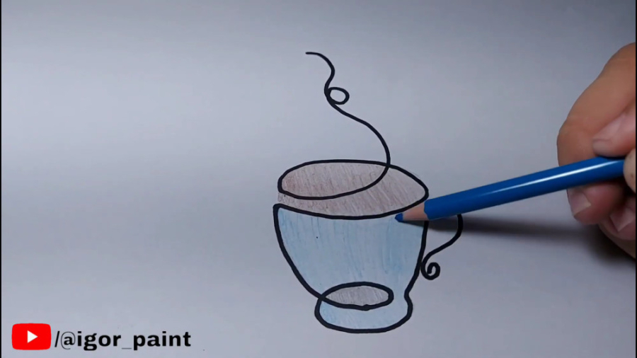 نقاشی آسان  چگونه یک فنجان قهو...