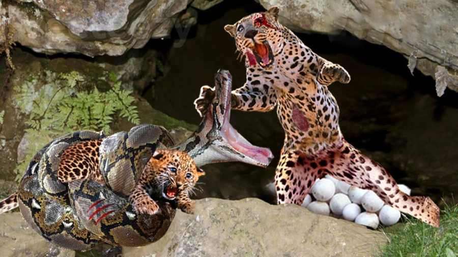 مار پیتون غول پیکر در مقابل پل...