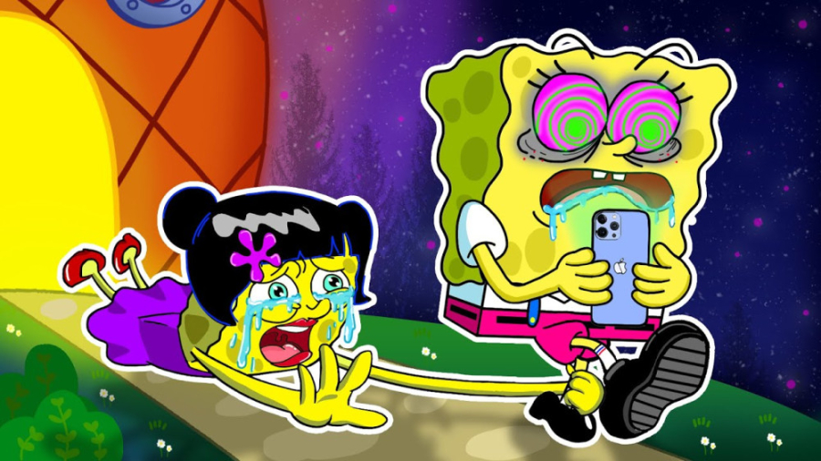 باب اسفنجی معتاد گوشی و تلویزی...