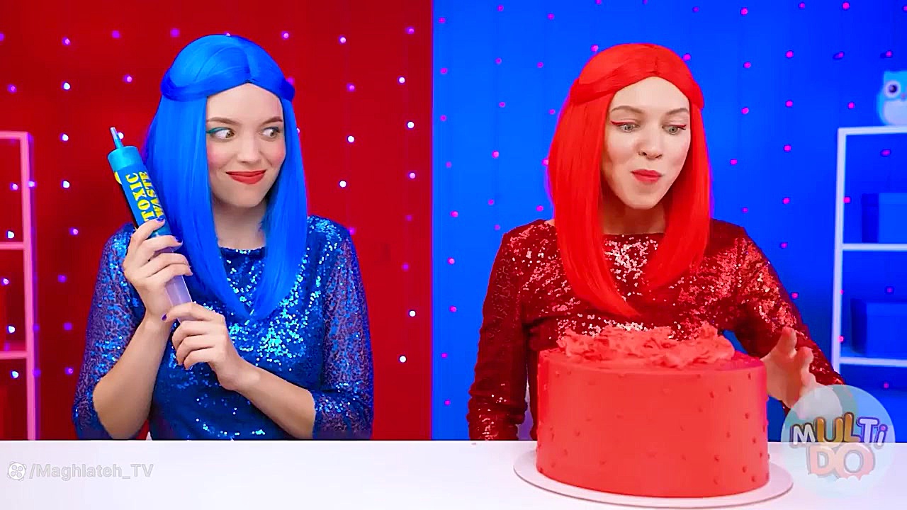 چالش غذایی خنده دار  قرمز و آب...