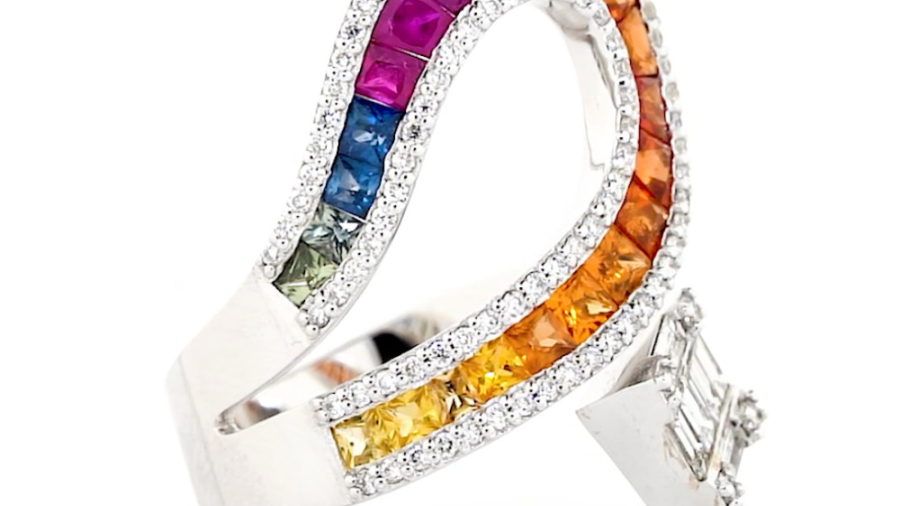 انگشتر یاقوت مولتی کالر