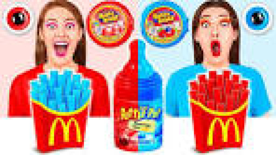 چالش غذایی خنده دار رنگ قرمز و...