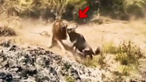 نبرد بی نظیر گوزن یالدار با شی...