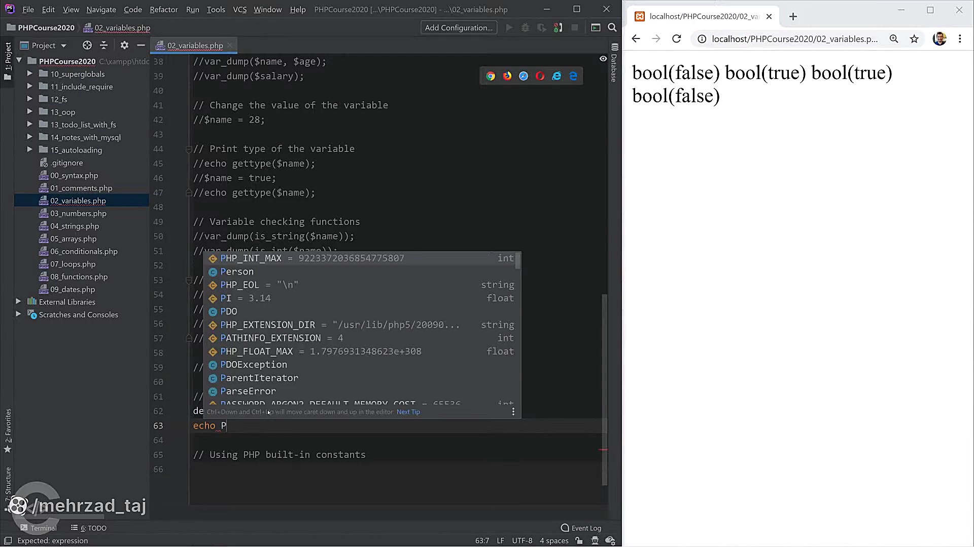04-PHP Variables, Types, Constants _ PHP for Beginners