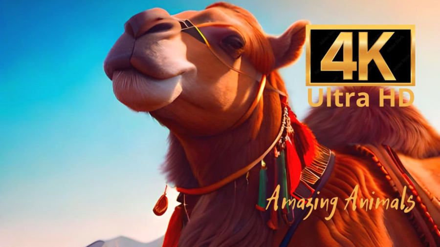 حیوانات حیات وحش  شتر در حال خ...