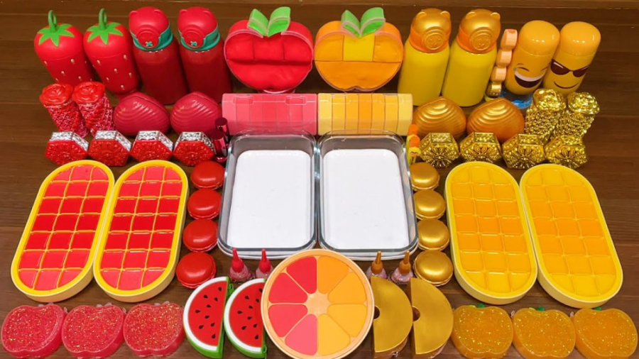 مخلوط کردن اسلایم قرمز طلایی...