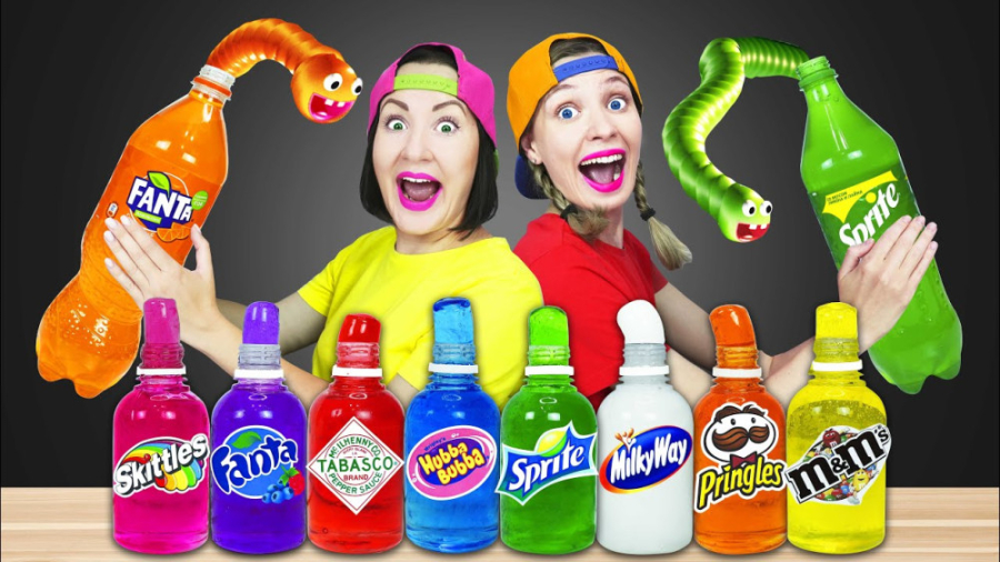 چالش غذایی بطری کرم های ژله Je...