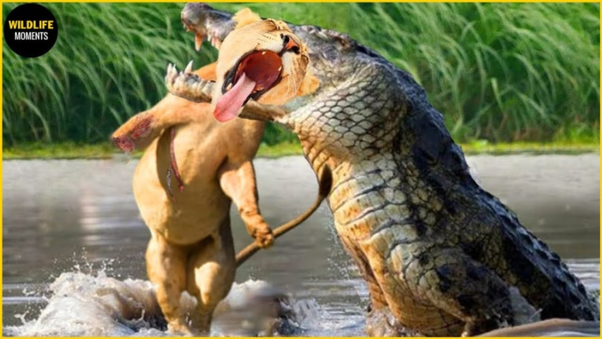 نبرد ناگهانی تمساح و شیر ، حمل...