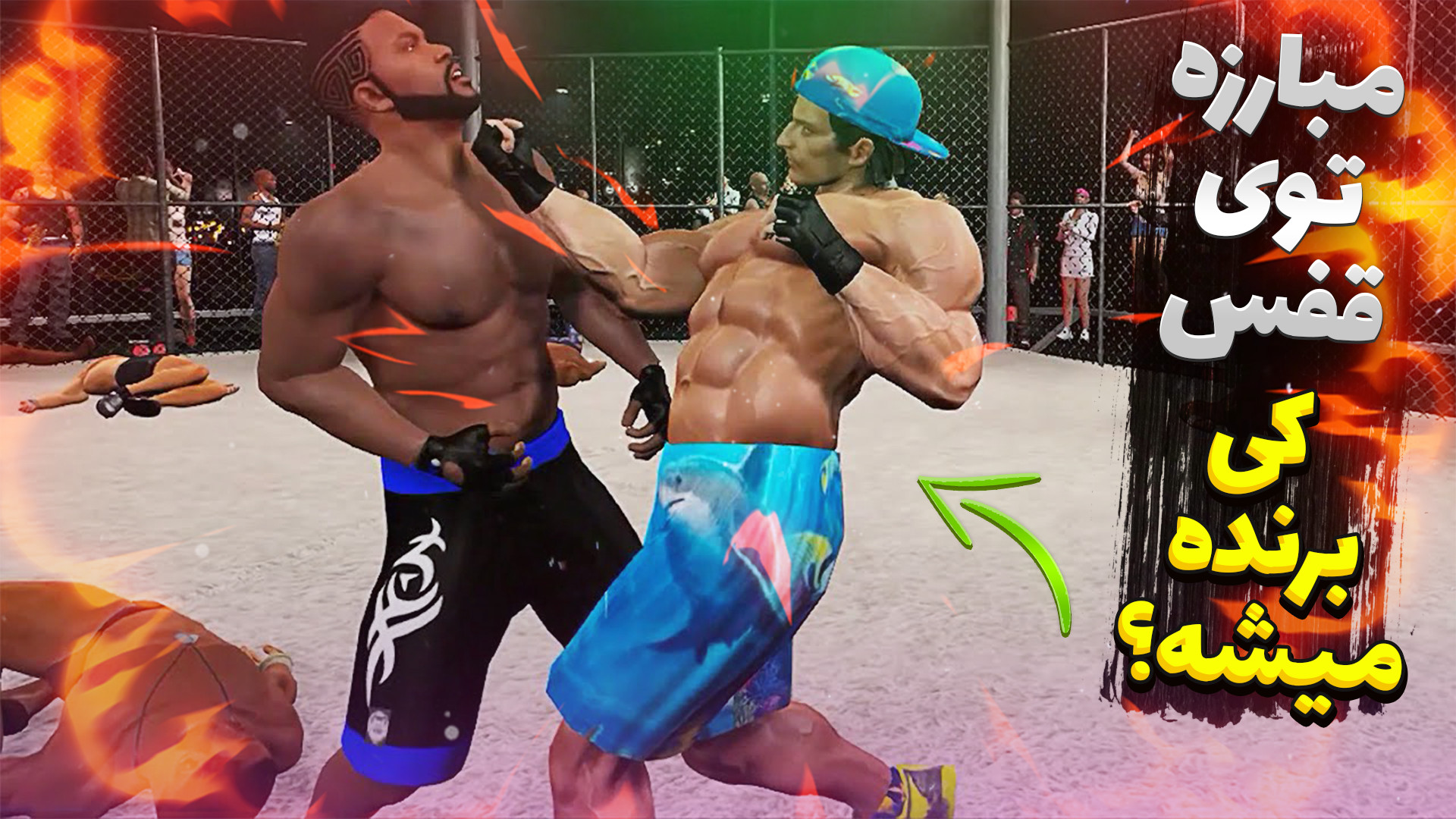 مبارزه بوکس در قفس با نوید شزی...