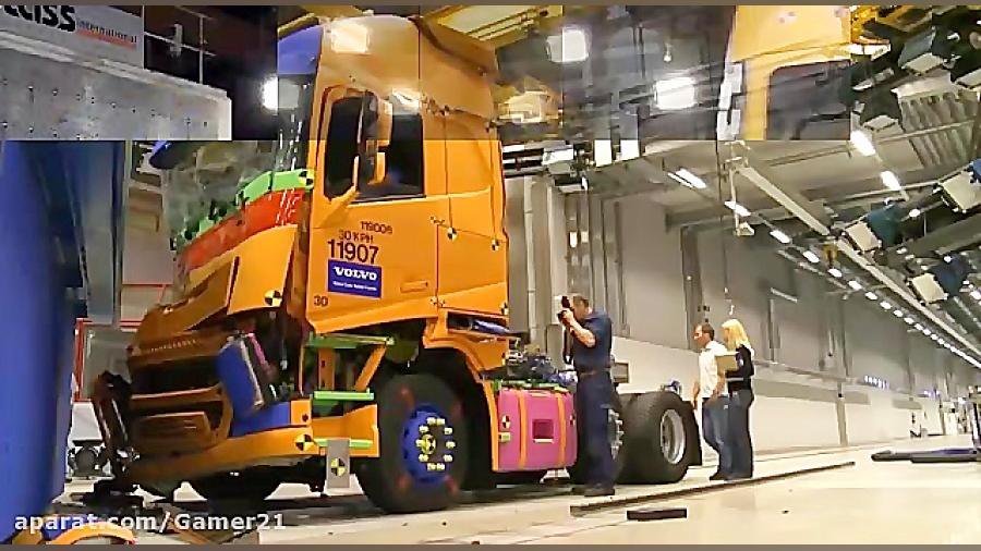 تست تصادف کامیون ولوو و اسکانی...