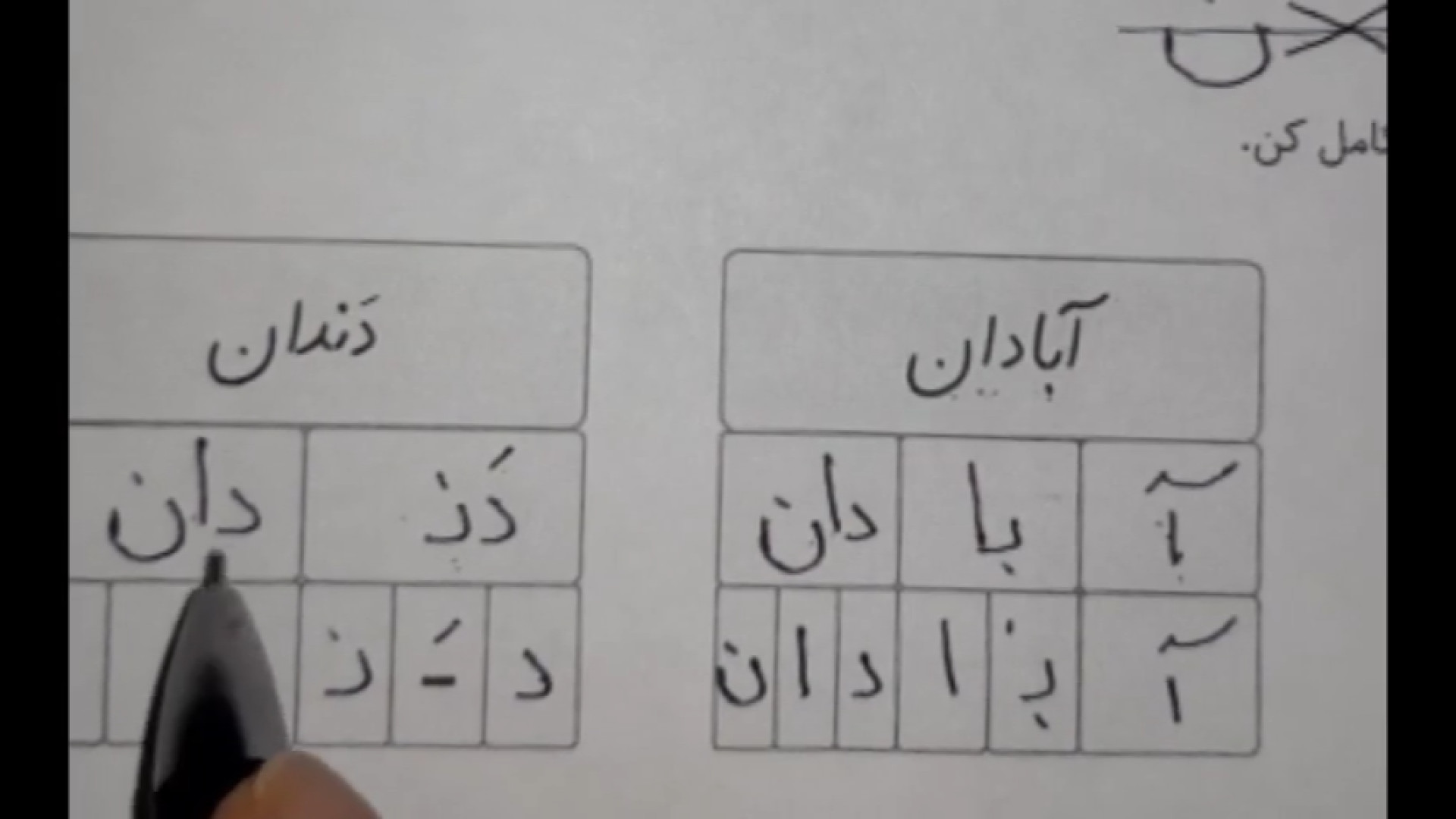 آموزش کار با نشانه «نـ ن» - بخش اول - درس نگارش - کلاس اول دبستان