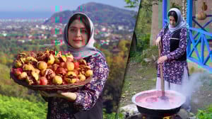 چیدن انار محلی در ارتفاعات رام...