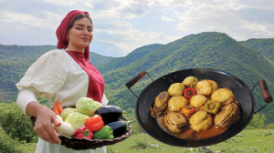 پخت دلمه کلم با منظره بی نظیر