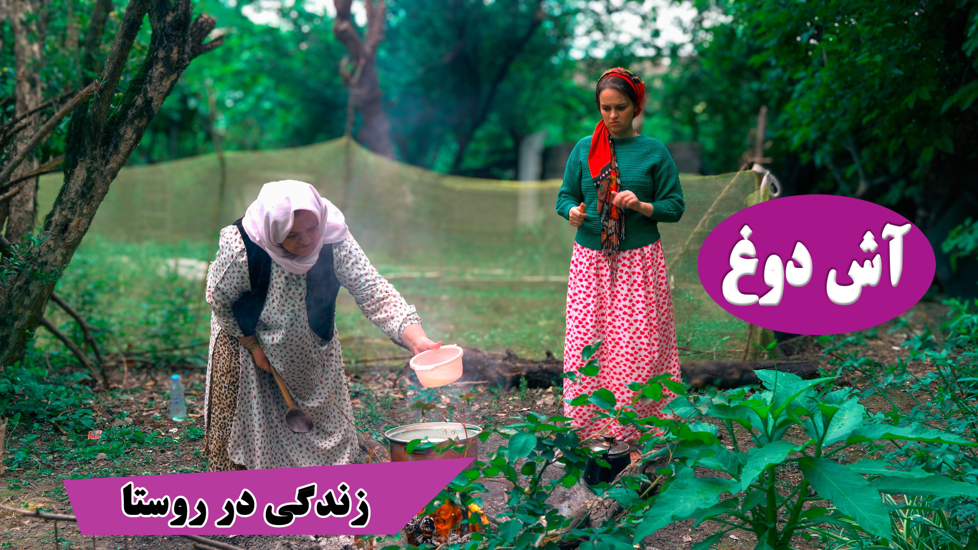 مادربزرگ روستایی با پخت آش دوغ...