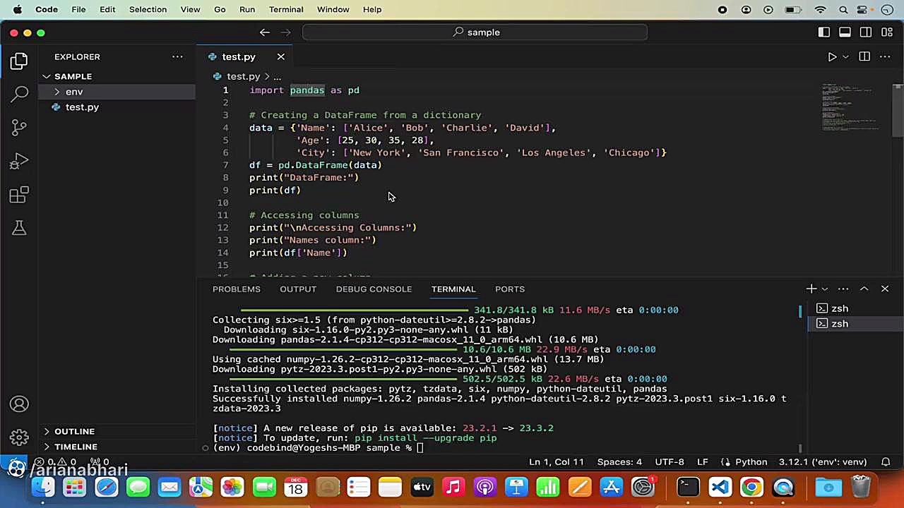 How To Install Pandas in Visual Studio Code on Mac