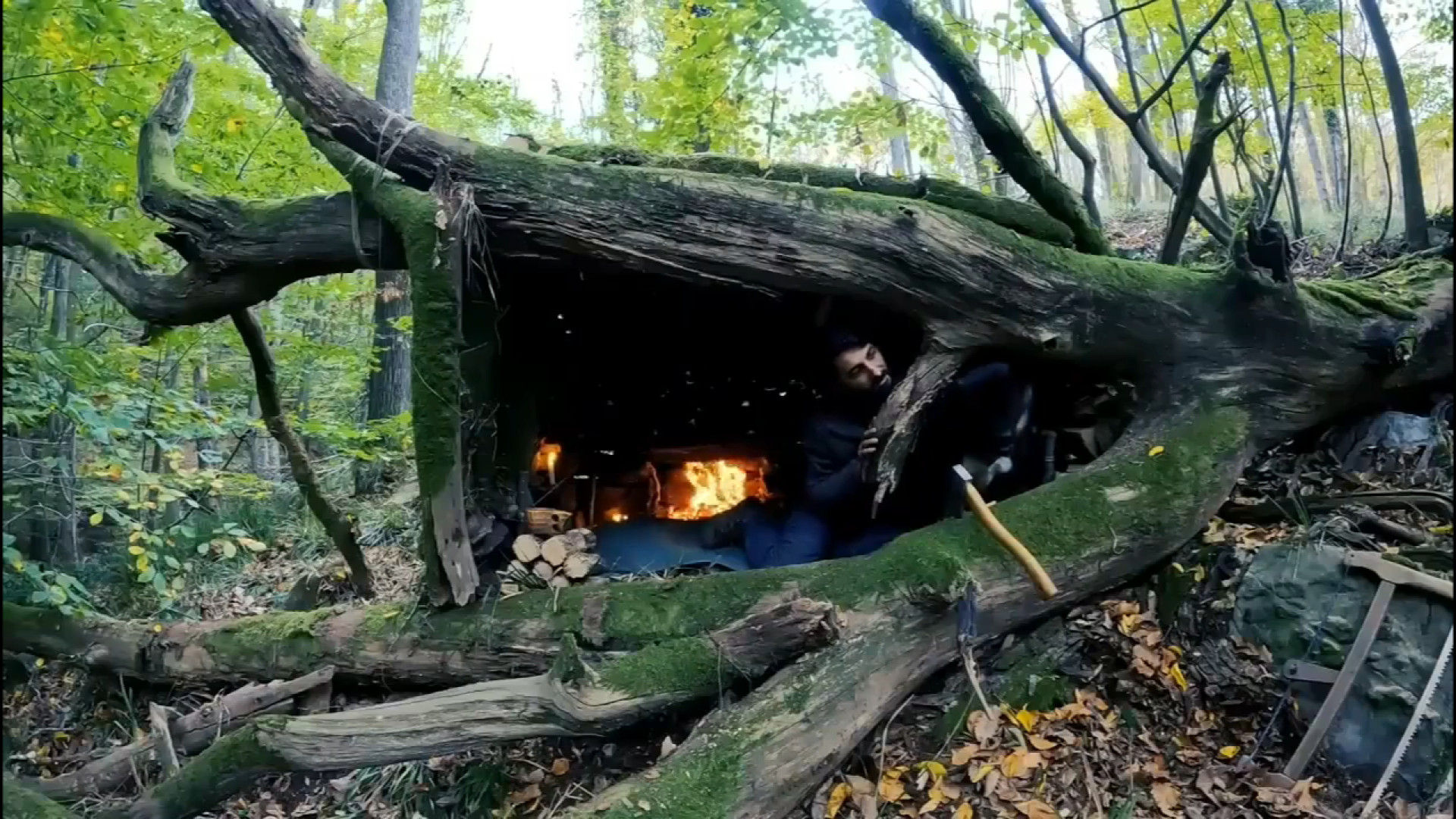 ساخت کلبه چوبی در جنگل و پخت خ...