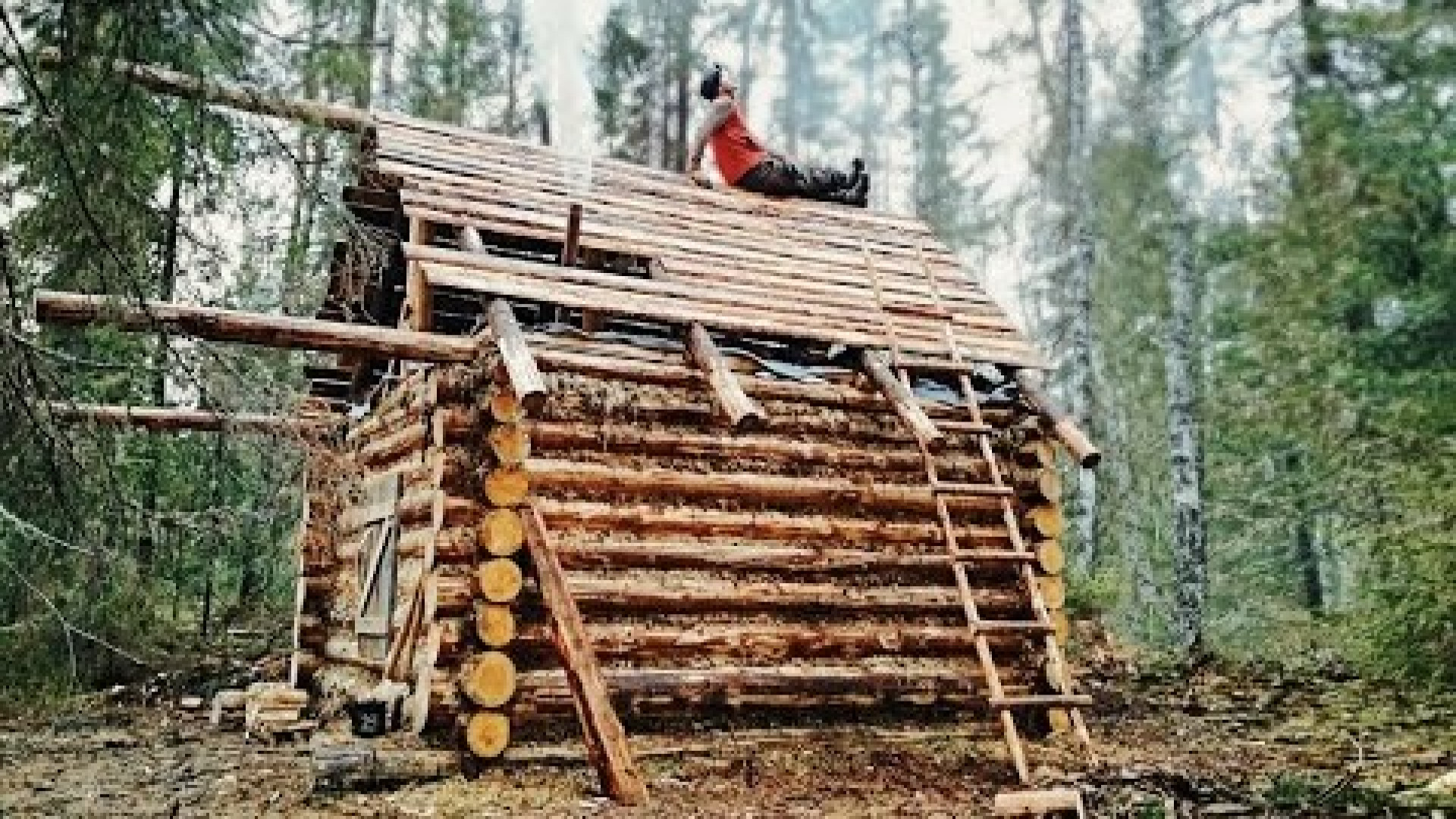 کف،سقف بسازید. کلبه چوبی در جن...