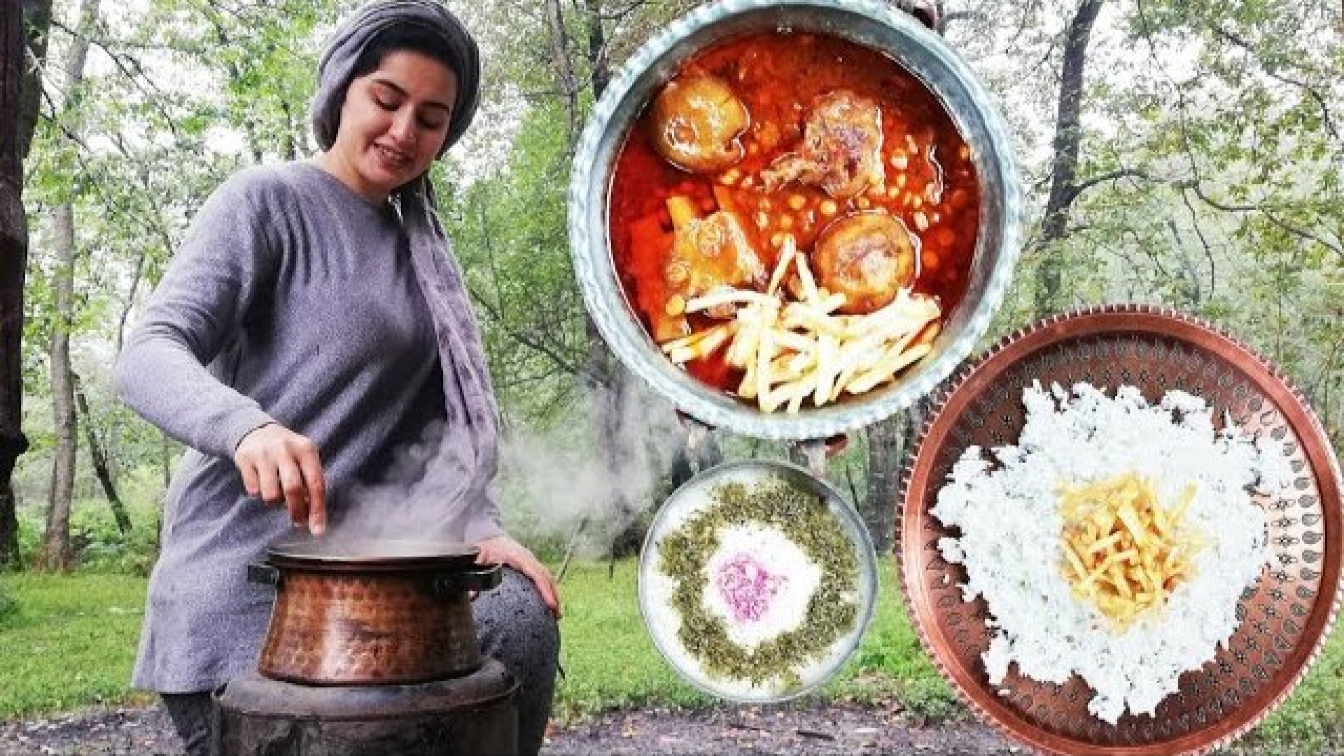 پختن خورشت قیمه در جنگل و هوای...